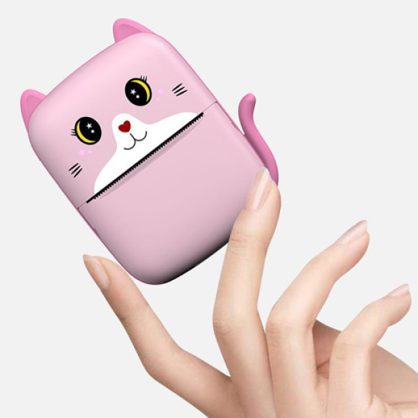 Дитячий термопринтер Bluetooth Type-C Pink A8 Cat Printer