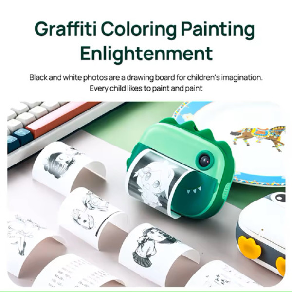 Дитячий фотоапарат із термодруком Green Dinosaur M05