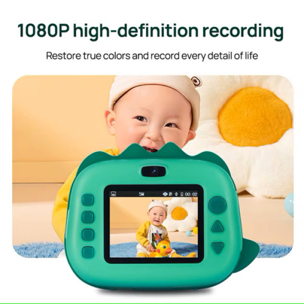 Дитячий фотоапарат із термодруком Green Dinosaur M05