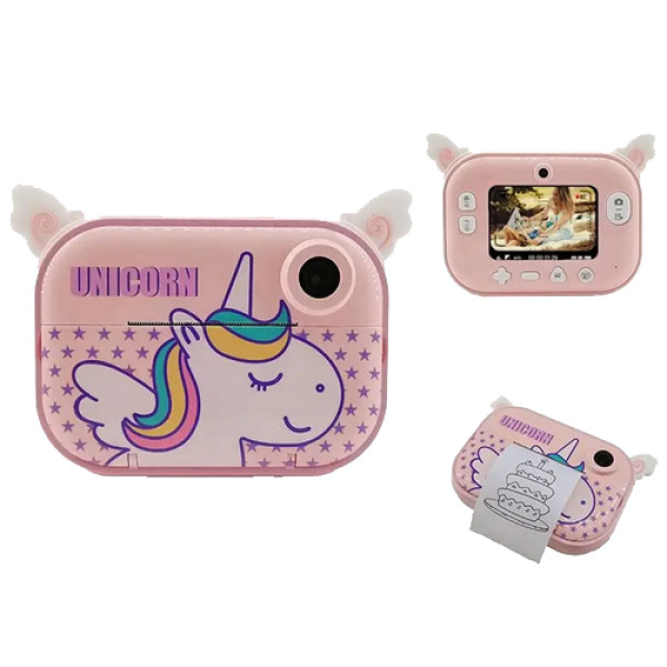Дитячий фотоапарат миттєвого друку підтримка microSD Pink Unicorn YT008