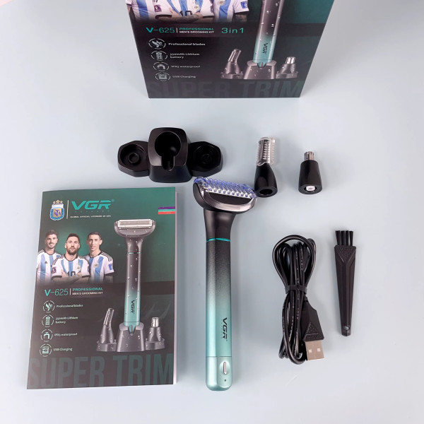 Набір для стрижки 3 в 1 для носа обличчя та тіла IPX5 VGR V-625