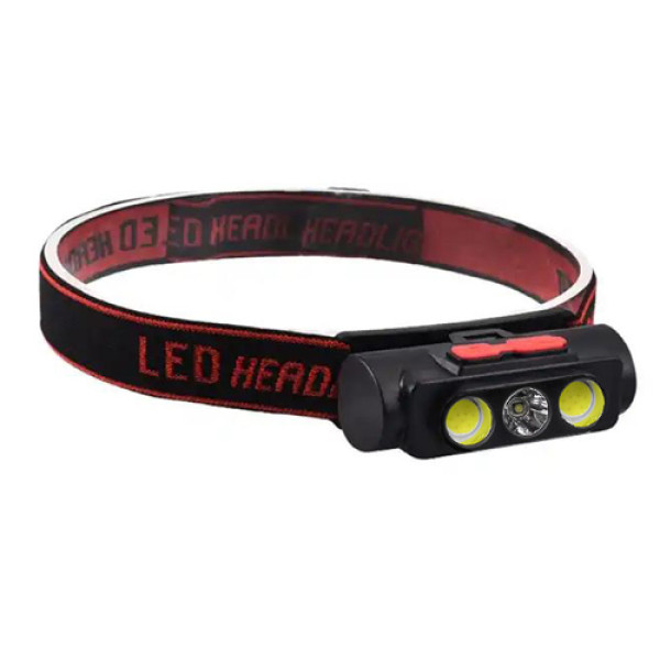 Ліхтар налобний PLD-2119B-XPE+2COB(white+red), 1х18650, ЗП Type-C, Box