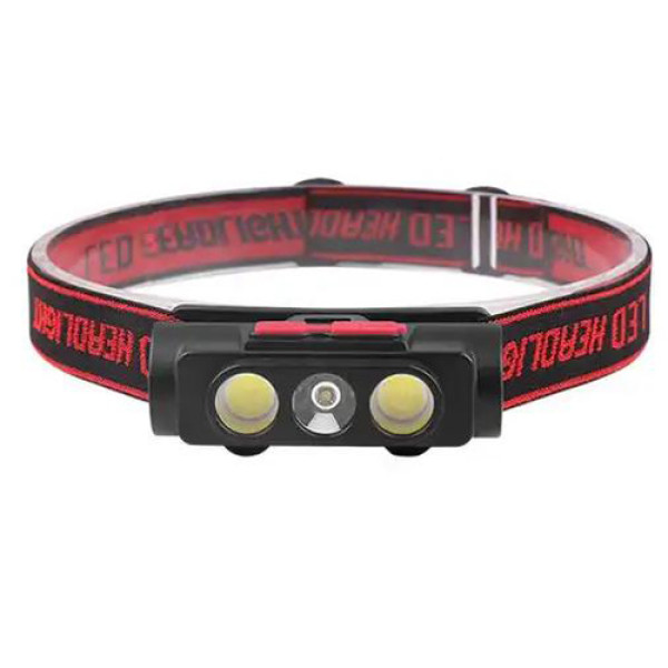 Ліхтар налобний PLD-2119B-XPE+2COB(white+red), 1х18650, ЗП Type-C, Box