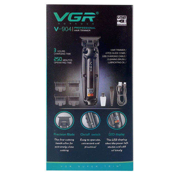 Машинка для стрижки акумуляторна 9 насадок IPX7 VGR V-910