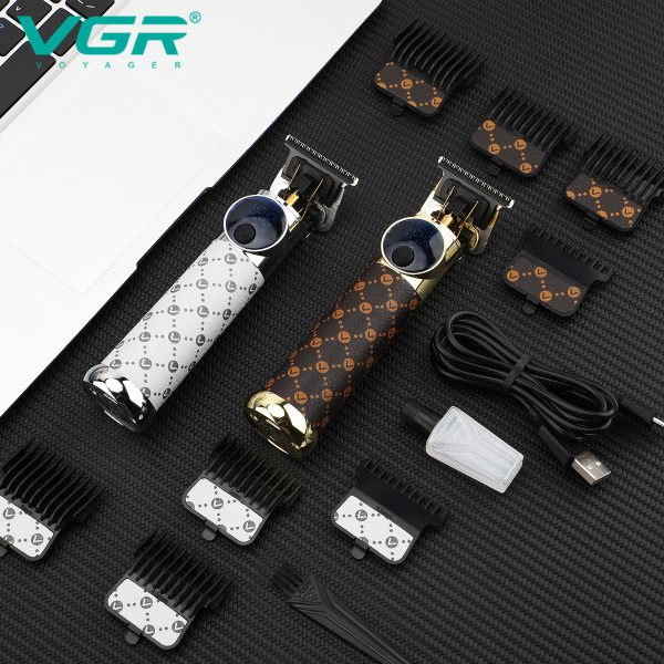 Тример акумуляторний 4 насадки LED дисплей білий VGR V-942