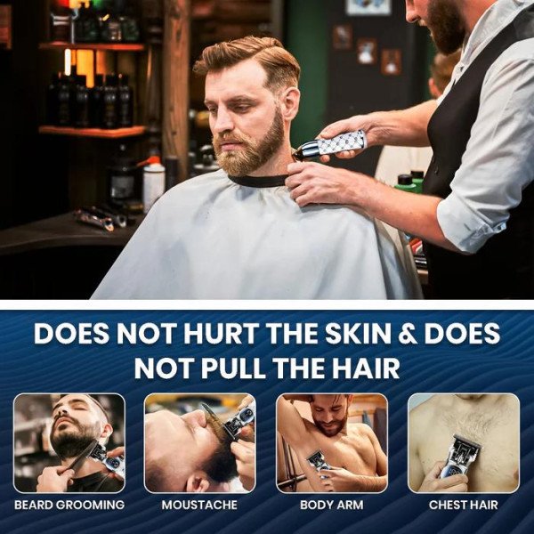 Тример акумуляторний 4 насадки LED дисплей білий VGR V-942