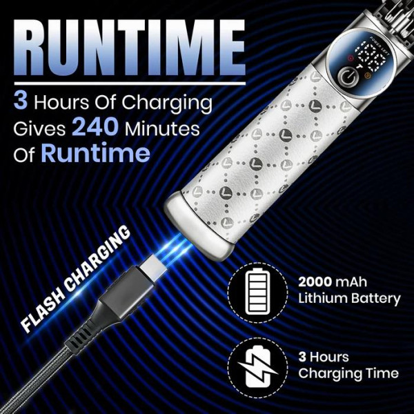 Тример акумуляторний 4 насадки LED дисплей білий VGR V-942