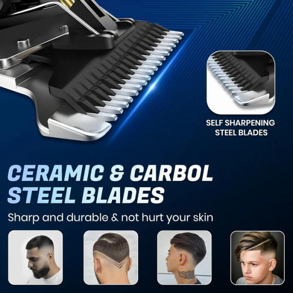 Тример акумуляторний 4 насадки LED дисплей білий VGR V-942