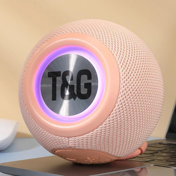 Bluetooth колонка радіо speakerphone RGB підсвічування рожеве TG337