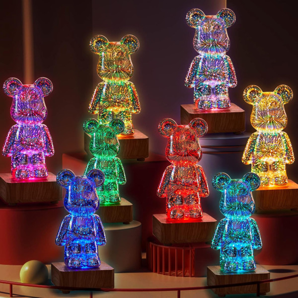 Нічник 3D Ведмедик Bearbrick 8 кольорів RGB KX197
