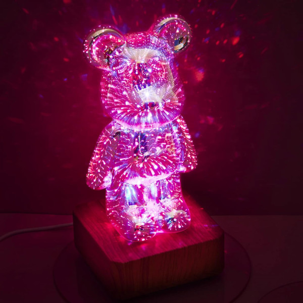 Нічник 3D Ведмедик Bearbrick 8 кольорів RGB KX197