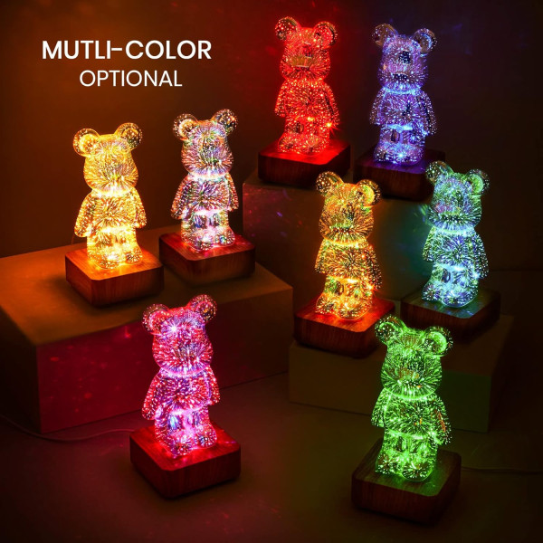 Нічник 3D Ведмедик Bearbrick 8 кольорів RGB KX197