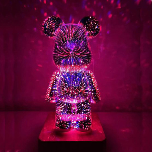Нічник 3D Ведмедик Bearbrick 8 кольорів RGB KX197