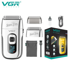 Електробритва шейвер подвійне лезо триммер LED дисплей Silver VGR V-332