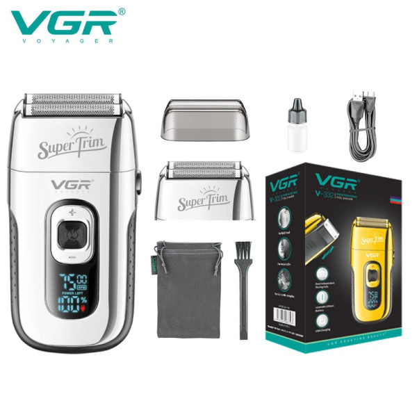 Електробритва шейвер подвійне лезо триммер LED дисплей Silver VGR V-332