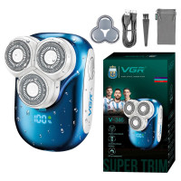 Электробритва роторная IPX5 LED дисплей Blue VGR V-346