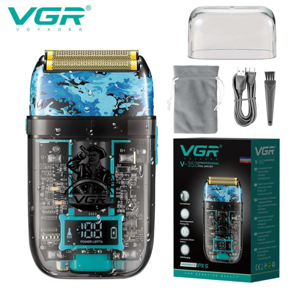 Електробритва шейвер подвійне лезо IPX5 LED дисплей VGR V-352