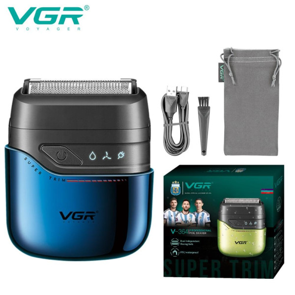 Электробритва VGR V-364 BLUE шейвер, двойное лезвие, IPX7