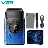 Електробритва шейвер подвійне лезо 7000-9000 RPM LED дисплей Blue VGR V-377