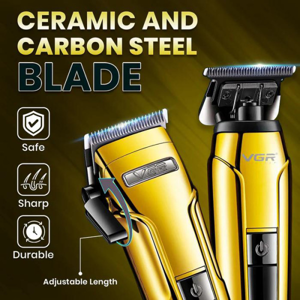 Комплект для стрижки 3 в 1 акумуляторна машинка триммер та шейвер VGR V-694 Gold