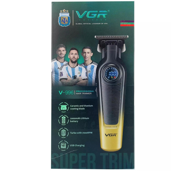 Тример акумуляторний 4 насадки LED дисплей зелений VGR V-996