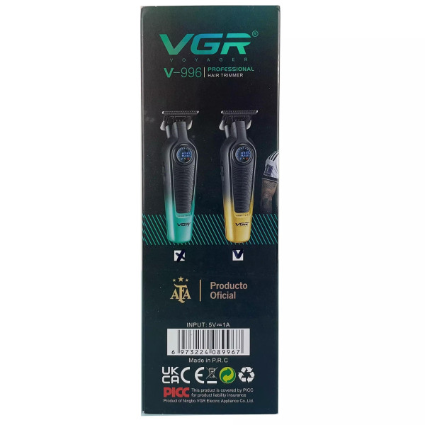 Тример акумуляторний 4 насадки LED дисплей зелений VGR V-996