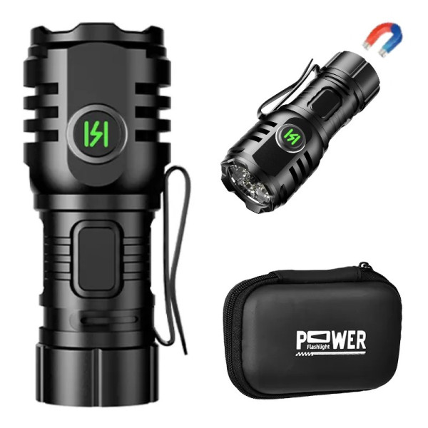 Ліхтар F40-4XPG(white+red), 1х16340A, індикація заряду, ЗУ Type-C, чохол, магніт, Box