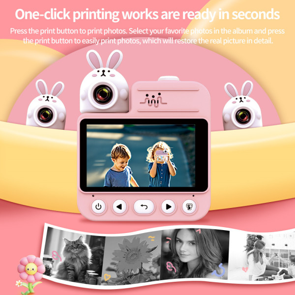 Дитячий фотоапарат миттєвого друку Pink Rabbit JD30