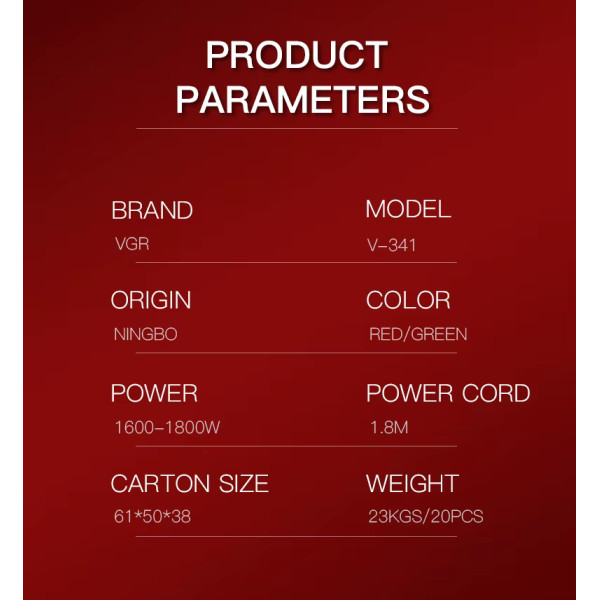 Фен професійний зелений насадка-концентратор 2 рівні обдування 2 рівні температури VGR V-431