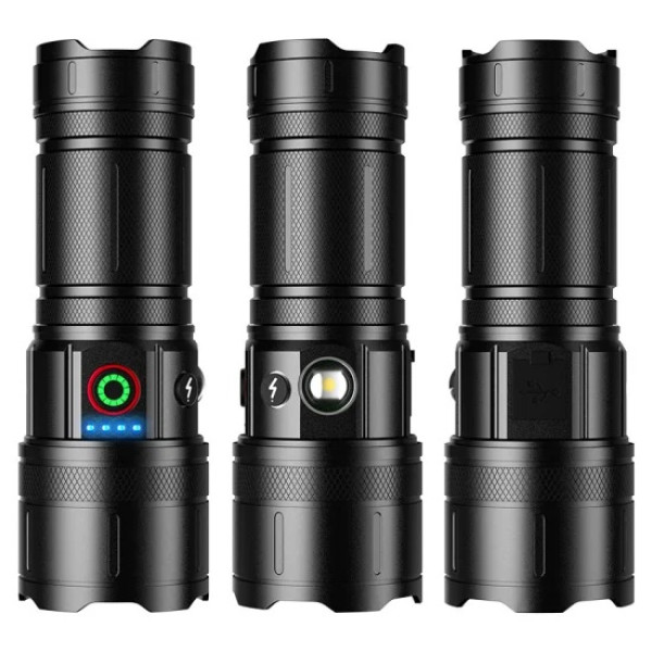 Ліхтар 3х18650 Power Bank Type-C індикація заряду zoom Box CB-B53-TG