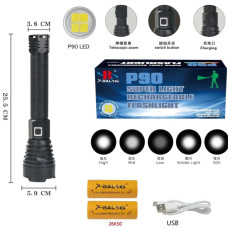 Ліхтар ручний BL-601-P90, 1x26650, ЗУ Type-C, zoom, Box