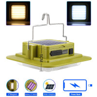 Фонарь кемпинг 229L-SMD (white+yellow), 3х18650, солн. панель, power bank, ЗУ Type-C, магнит, крюк