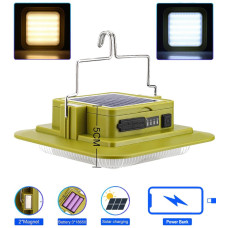 Фонарь кемпинг 229L-SMD (white+yellow), 3х18650, солн. панель, power bank, ЗУ Type-C, магнит, крюк