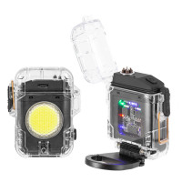 Ліхтар Li-Ion акум Type-C запальничка індикація заряду 2-COB чорний MULTIFUNCTIONAL D52-2-COB