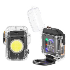 Ліхтар Li-Ion акум Type-C запальничка індикація заряду 2-COB чорний MULTIFUNCTIONAL D52-2-COB