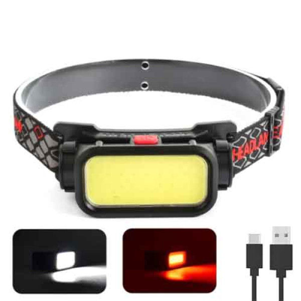 Ліхтар налобний BL-008+COB (white+red), Li-Ion акум., ЗУ Type-C, Box