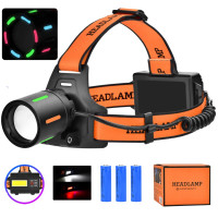 Фонарь налобный NIGHT VISION FLUORESCENCE BL-T67-TG+COB(white+red), 3x18650, 1 режим, power bank, ЗУ Type-C, zoom