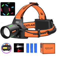 Фонарь налобный NIGHT VISION FLUORESCENCE BL-T67-TG+COB(white+red), 3x18650, 1 режим, power bank, ЗУ Type-C, zoom