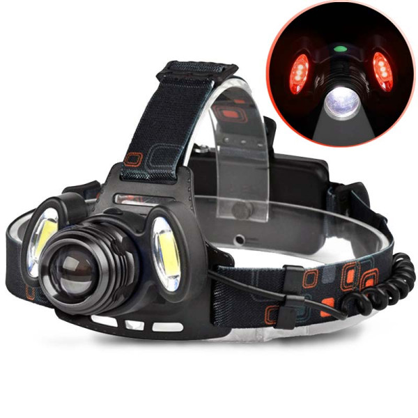 Ліхтар 2x18650 red COB zoom ЗУ microUSB Box Police 2117-T6+2COB