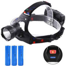 Ліхтар налобний XQ-218-HP50, power bank, 3x18650, signal light, індикація заряду, ЗУ microUSB, Box