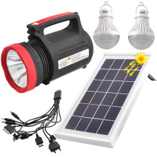 Ліхтар переносний ручний 1902 T, 5W+22SMD, 2 лампи 3W, power bank, вбуд. акумулятор, сонячна батарея, ЗУ 220V, Box