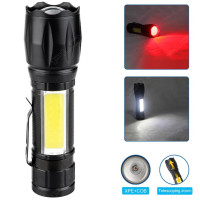 Фонарь W601-XPE(red)+COB(white), Li-Ion аккум., ЗУ microUSB, zoom, Box