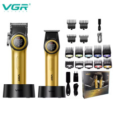 Комплект VGR 2 в 1 V-001&V-977 GOLD, аккумуляторная машинка для стрижки (clipper) и триммер