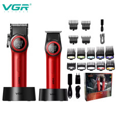 Комплект VGR 2 в 1 V-001&V-977 RED, аккумуляторная машинка для стрижки (clipper) и триммер