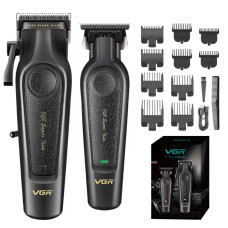 Комплект 2 в 1 акумуляторна машинка для стрижки та триммер VGR V-197&V-995