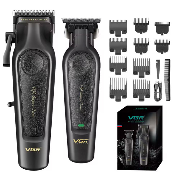 Комплект 2 в 1 акумуляторна машинка для стрижки та триммер VGR V-197&V-995