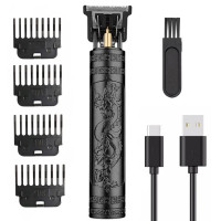Тример для волосся та бороди акумуляторний 4 насадки 1.5 2 3 4 мм чорний T9-2