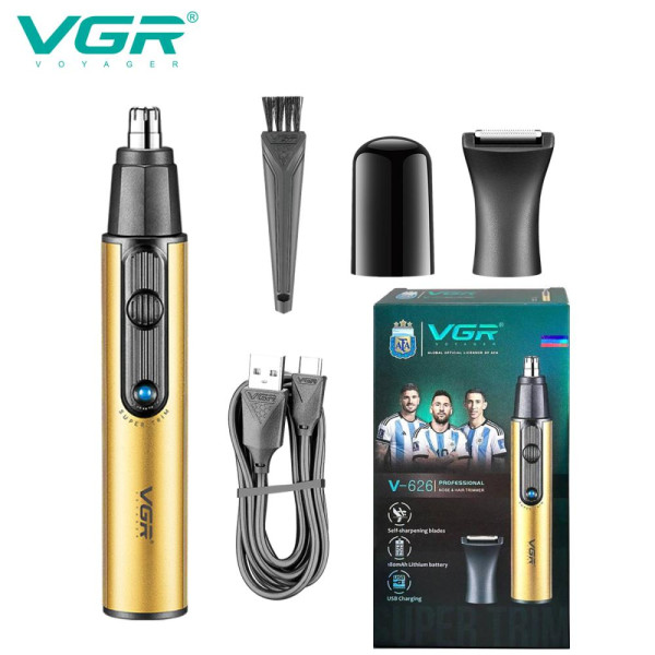 Тример 2 в 1 для носа та волосся акумуляторний золотистий VGR V-626