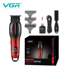 Тример акумуляторний 3 насадки LED дисплей червоний 9000 RPM VGR V-226