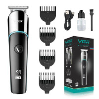 Триммер аккумуляторный 4 насадки LED дисплей синий VGR V-291